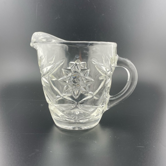 Vintage, Starburst Creamer, Clear Prescut Glass, by Anchor Hocking - Picture 1 of 8